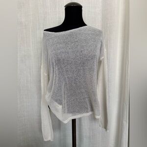 Molly Green White Sheer Long Sleeve Guazy Soft Mesh Top Size Small